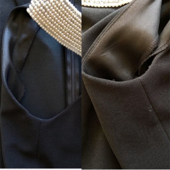 VTG Alex Evenings Black Halter Formal Gown Sz 8 Sheath Maxi Dress Pearl Collar - Picture 12 of 17